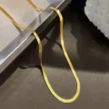 S925 Sterling Silber Flache Fischgrätenkette Halskette Minimalistischer Schmuck - Dicke 4mm/Länge 45cm / Gold