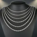 Silberne Kordelkette Halskette Set für Damen und Herren, klassische gedrehte Kette Schmuck. - 45cm (Kettenstärke 3.0mm / Ca. 12.5g) / Weißgold