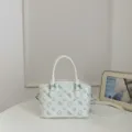 White crossbody handbag with cute cartoon print, stylish shoulder bag for women daily use. - No Pendant / Blue