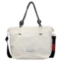 Sac cabas en toile décontracté avec poignées en corde et bandoulière pour le quotidien. - Blanc Cassé