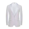 Primer plano del blazer blanco con lentejuelas y motivo geométrico triangular en solapa. - XS / Tops / Lentejuelas de Triángulo Blanco Rosado