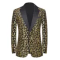 Chaqueta de blazer para hombre con lentejuelas triangulares doradas negras de fiesta - XS / Tops / Lentejuelas de Triángulo Dorado