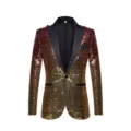 Mens red gold gradient sequin blazer jacket for stylish stage performance outerwear - US Size XS / Rose Gold Red