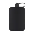 Portable black flat stainless steel hip flask with silicone strap for outdoor travel - 500ml / Black