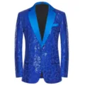 Chaqueta de traje con lentejuelas azul real para hombre blazer brillante de fiesta - XS / Tops / Lentejuelas de Triángulo Azul
