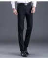 Pantalon de traje negro profesional para hombre, pantalon recto casual de negocios top. - 33 (Talla 2,6') 175 / Negro, cintura elástica