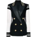 Mujer Colorblock Negro Blanco Patchwork Blazer Cruzado Estilo Colegial Casual Chaqueta - 2XL / Negro