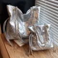 Sac cabas matelassé argenté chaîne style de luxe bandoulière épaule femme mode chic - L / Argent