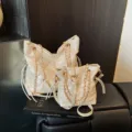 Sac cabas matelassé à chaîne pour femme, sac à bandoulière de luxe élégant pour le bureau. - L / Blanc Cassé