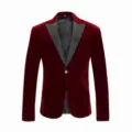 Blazer de terciopelo burdeos para hombre con solapa chal negra chaqueta de esmoquin - S / Tops / Rojo Vino Solapa de Pico