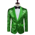 Blazer de lentejuelas verdes para hombre chaqueta brillante para fiesta de bodas y escenario. - XS / Tops / Verde