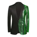 Men stylish sequin blazer jacket asymmetrical green wave sparkling party suit top - 2XL / Tops / Green