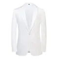 Detailed view of white men's fashion sequin blazer jacket, elegant sparkle design. - XS / Tops / White Leaf