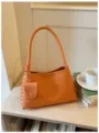 Orange Woven Leather Shoulder Bag Vintage Intrecciato Handbag Casual Chic Underarm Bag - Orange