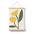 Minimalist abstract botanical hanging scroll wall art with wooden frame for modern living room decor. - 1 / W20 * H30 cm