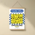 Klein blue yellow smiley face canvas wall art scroll hanging painting for room decor - W20 * H30 cm / XX-2