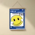 Klein blue cartoon yellow smiley face hanging scroll painting for kids room decor. - W20 * H30 cm / XX-3