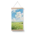 Hanging scroll painting spring landscape wall art with wood frame for home decor 1pc - Width 20 x Height 40 cm / 4