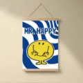 Bella pittura sospesa con smiley giallo blu Klein, simpatica decorazione per cameretta. - XX-7