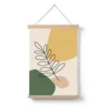 Nordic abstract geometric hanging scroll wall art with minimalist leaf design for room decor. - 8
