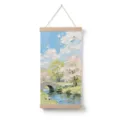 Pintura colgante de paisaje de arroyo de primavera con marco magnético de madera para arte. - 8