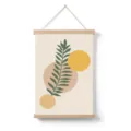 Nordic abstract botanical wall art scroll with wooden frame for living room decor. - 13