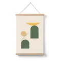 Nordic abstract geometric canvas scroll painting with wooden frame for wall decor. - 19