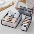 Foldable mesh underwear storage box multi-grid bra and sock organizer for drawer wardrobe. - 6 Grids / Black