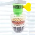 Kitchen faucet water filter with multi-layer filtration balls and adjustable clamp for home sink. - New Green (Boxed)