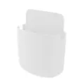 Wall mounted phone holder charging storage box variant in white plastic material. - Round Bottom White