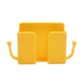 Wall mounted phone holder remote control storage box plastic organizer with dual hooks yellow - Yellow with Hook
