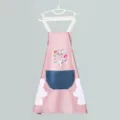 Waterproof kitchen apron with cute rabbit print and pockets, oil-proof adult cooking wear. - Bag Packaging / Nordic Pink