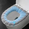 Thickened plush knitted toilet seat cover with cute star handle in blue and gray Nordic style. - Grey + Blue (With Handle)