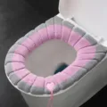 Thick knitted toilet seat cover with handle pumpkin pattern soft plush warm washable - Grey + Pink (With Handle)
