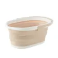 Gran cubo de fregona plegable y portátil, cubo de limpieza ahorrador de espacio para coche - Cubo de fregona plegable blanco roto