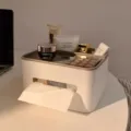 Boîte à mouchoirs de bureau multifonctionnelle avec organisateur de rangement pour la maison - Boîte de rangement pour mouchoirs grise / Gris