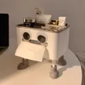Jolie boîte à mouchoirs de bureau avec yeux et pieds drôles, porte-serviettes en plastique créatif. - Avec Pieds Et Yeux / Gris