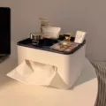 Boite de mouchoirs de bureau multifonctionnelle avec un compartiment superieur pour le salon. - Boîte de rangement pour mouchoirs bleue / Bleu