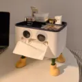 Boîte à mouchoirs de bureau mignonne avec yeux mobiles rigolos et petites bottes, créative. - Avec Pieds Jaunes-Verts Et Yeux / Bleu