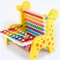 Wooden baby educational toy multi-function giraffe abacus xylophone toddler learning gift - Yellow Deer Xylophone Stand