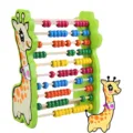 Wooden educational abacus toy for kids, colorful beads math learning tool with cute giraffe design. - Deer