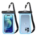 Universal waterproof phone pouch with neck strap, clear touch screen dry bag for swimming. - 3205 New Version - Blue
