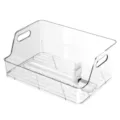 Organizador de libros de escritorio ajustable transparente soporte sujetalibros acrílico - Caja de almacenamiento deslizante 2500601 / Transparente