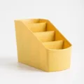Caja de almacenamiento de escritorio de plástico amarillo, organizador inclinado multiuso. - Amarillo
