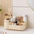 Caja organizadora de cosméticos de escritorio blanco crema de una capa para productos de cuidado. - Organizador de cosméticos giratorio de una capa (blanco crema)