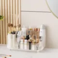 Organizador de maquillaje de acrílico transparente, caja de almacenamiento cosmético de una capa. - Organizador de cosméticos giratorio de una capa (transparente)
