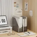 Organizador de archivos gris transparente sujetapapeles gran capacidad caja de almacenamiento. - Gris Transparente