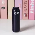 Mini ventilador plegable portátil recargable, ventilador de mano bonito con diseño creativo. - Negro con ojos