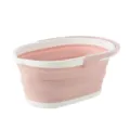 Gran cubo plegable para fregona, palangana portátil que ahorra espacio para el hogar o coche. - Cubo de fregona plegable rosa y blanco