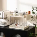 Estante de almacenamiento de escritorio de 2 niveles estilo crema organizador de tazas. - Triple capa blanco crema